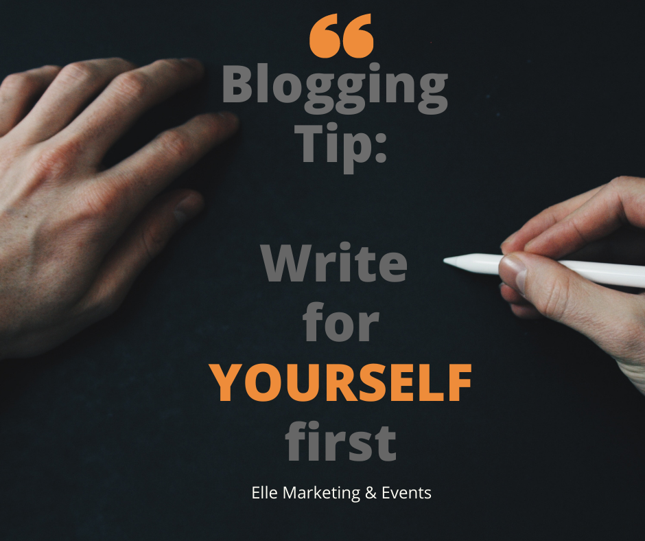 Elle Marketing and Events | Lydia Martinez Quote | Blogging Tip | White pen, hands, writing